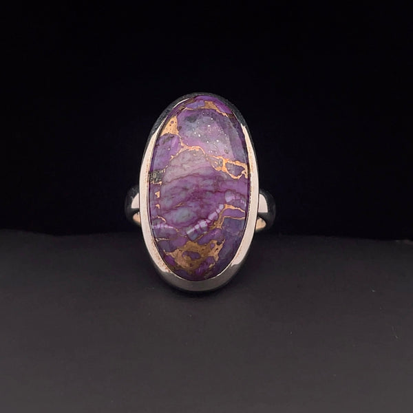 Sterling Silver Copper Purple Turquoise Ring Size 7