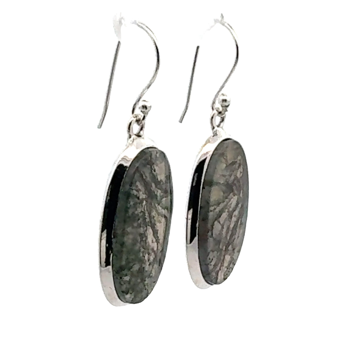 Sterling Silver Moss Agate Earrings
