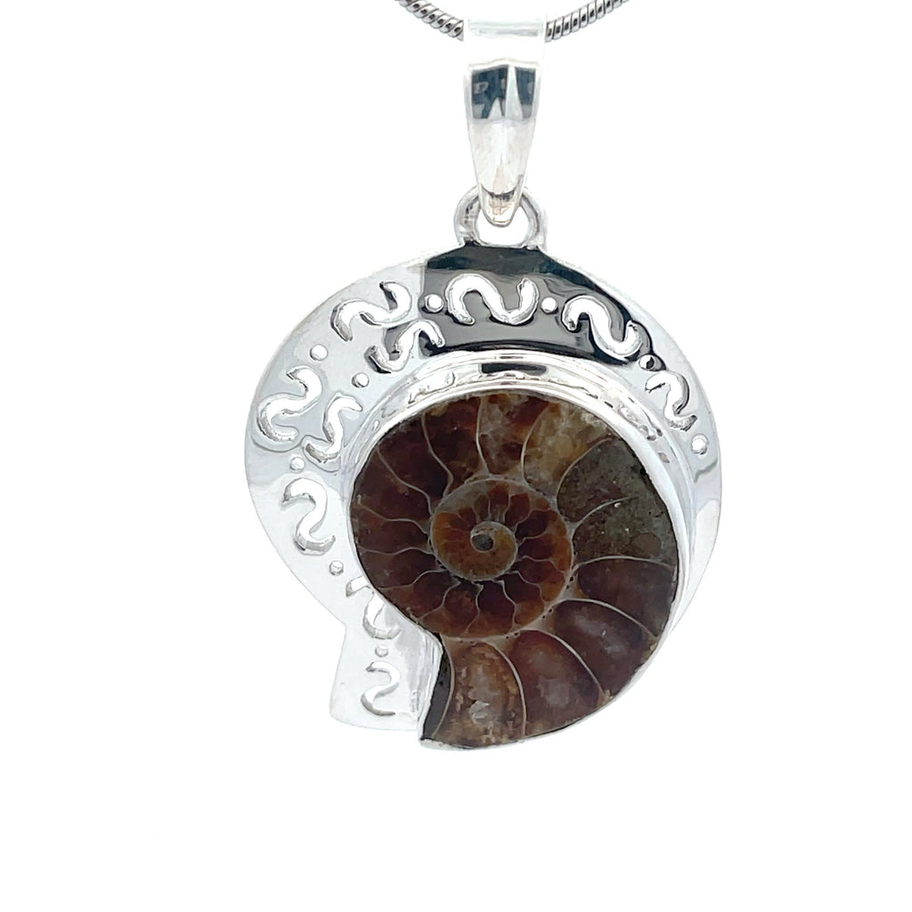 Sterling Silver Fossilized Ammonite Pendant