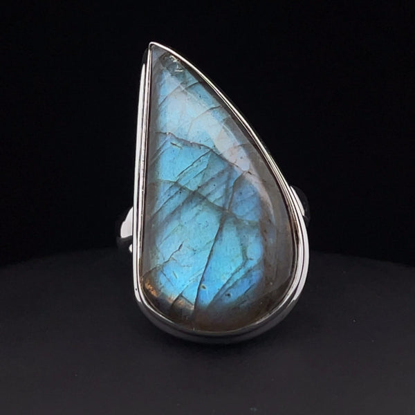 Sterling Silver Labradorite Ring Size 8