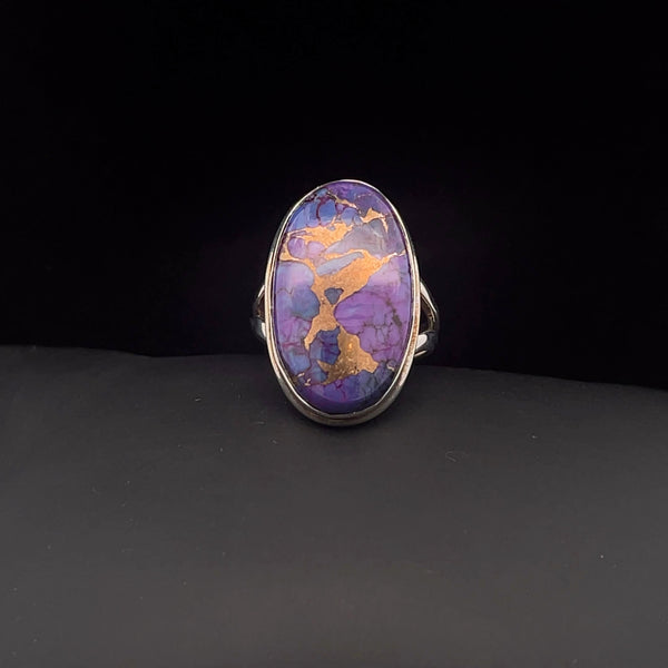 Sterling Silver Copper Purple Turquoise Ring Size 7