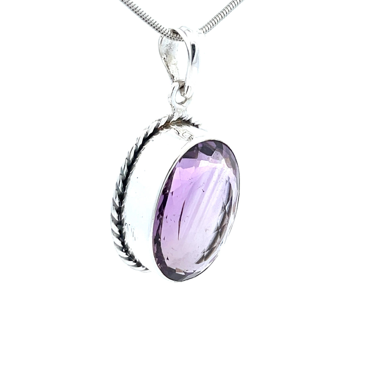 Sterling Silver Faceted Amethyst Pendant