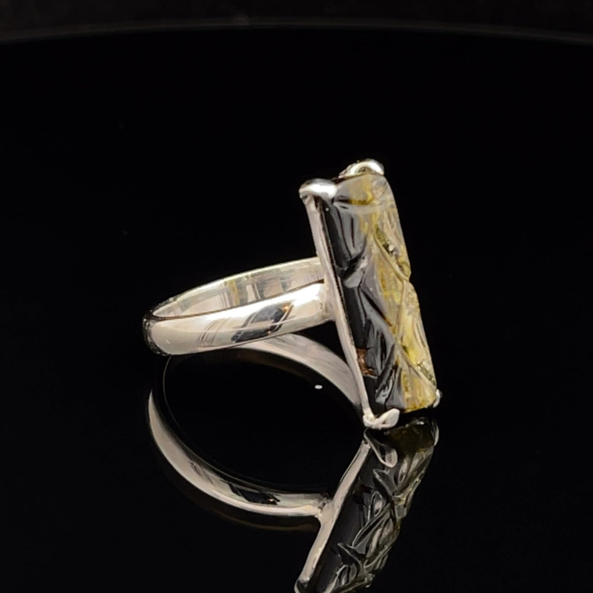 Sterling Silver Carved Watermelon Tourmaline Ring Size 7