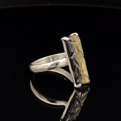 Sterling Silver Carved Watermelon Tourmaline Ring Size 7