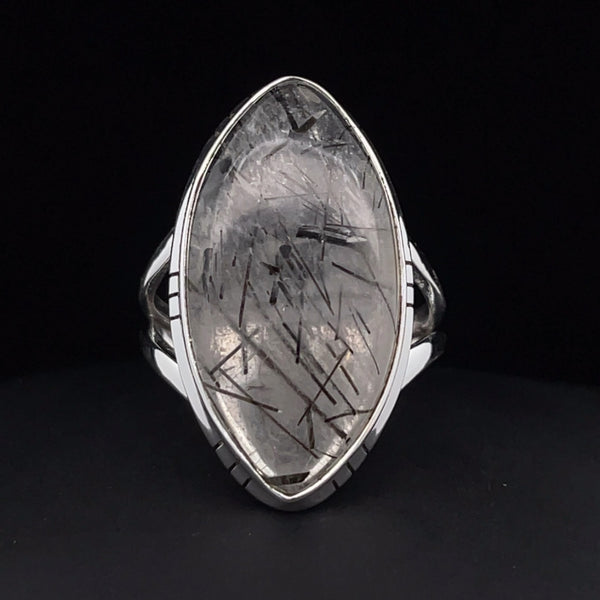 Sterling Silver Tourmalated Quartz Ring Size 10