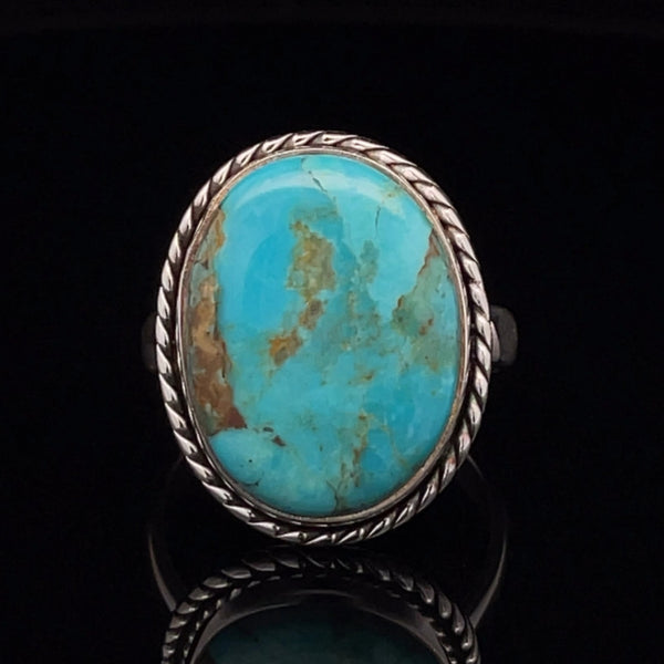 Sterling Silver Kingman Turquoise Ring Size 10