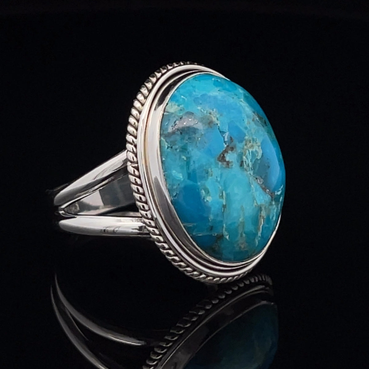 Sterling Silver Kingman Turquoise Ring Size 10
