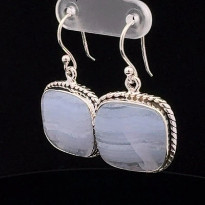 Sterling Silver Blue Lace Agate Earrings