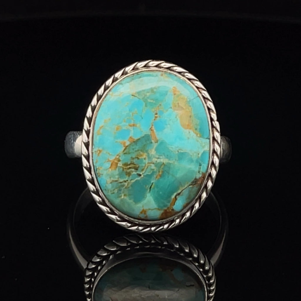 Sterling Silver Kingman Turquoise Ring Size 10