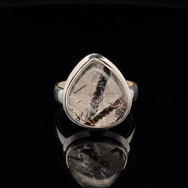 Sterling Silver Tourmalated Quartz Ring Size 7