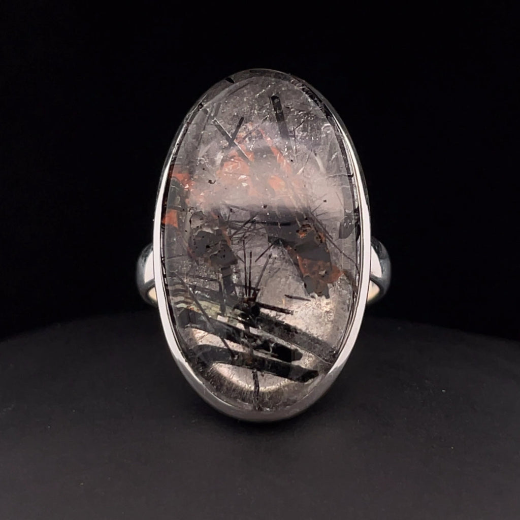 Sterling Silver Tourmalated Quartz Ring Size 10