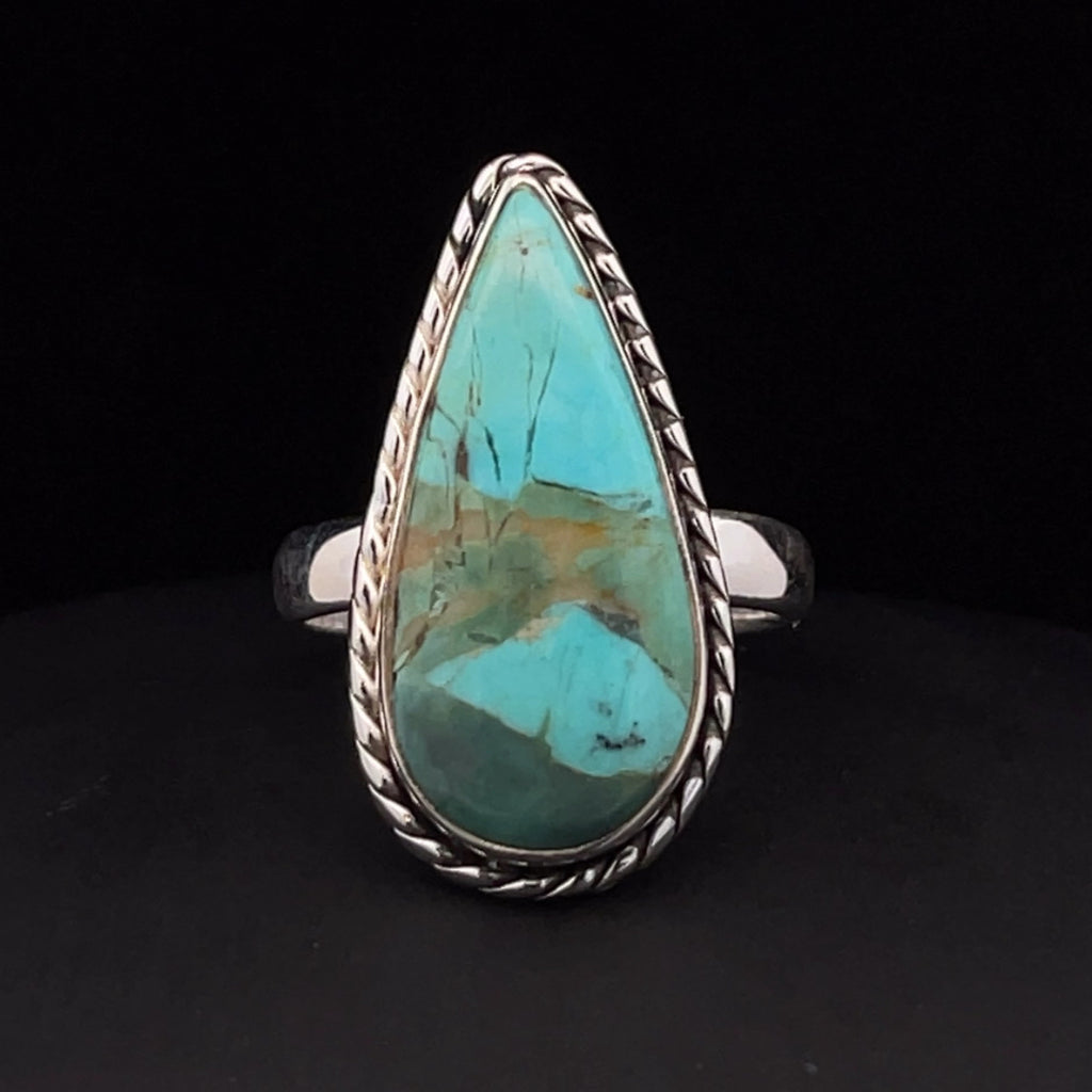 Sterling Silver Kingman Turquoise Ring Size 8