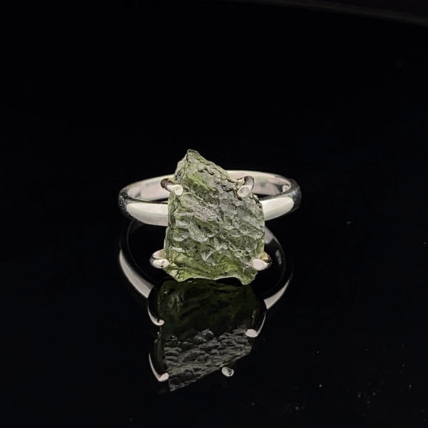 Sterling Silver Moldavite Ring Size 7