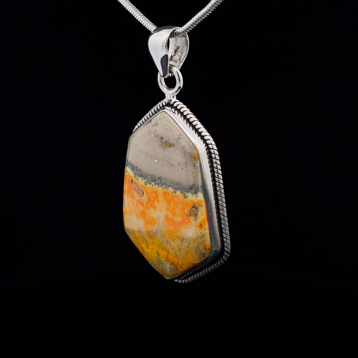 Sterling Silver Bumble Bee Jasper Pendant