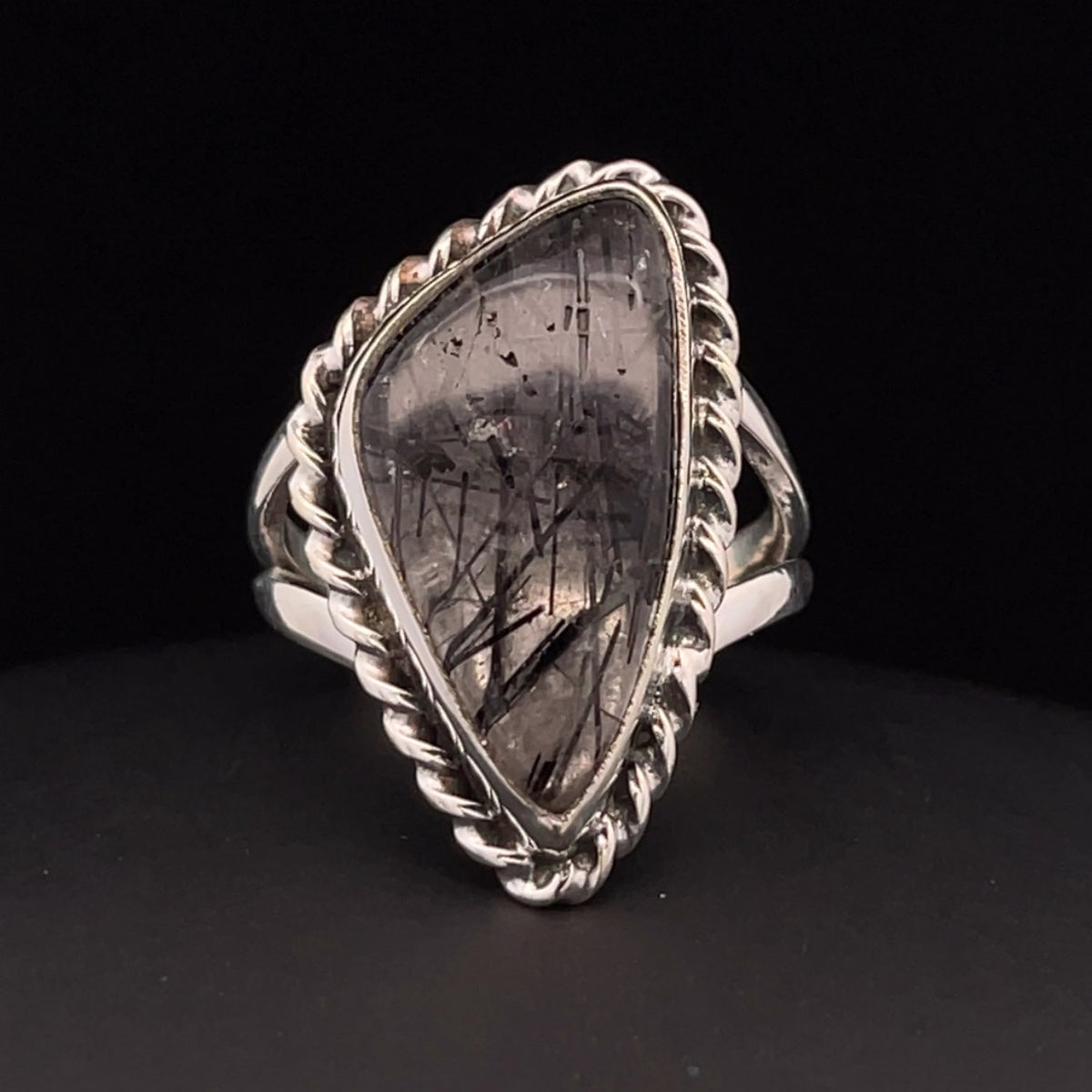 Sterling Silver Tourmalated Quartz Ring Size 8