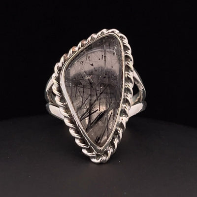 Sterling Silver Tourmalated Quartz Ring Size 8