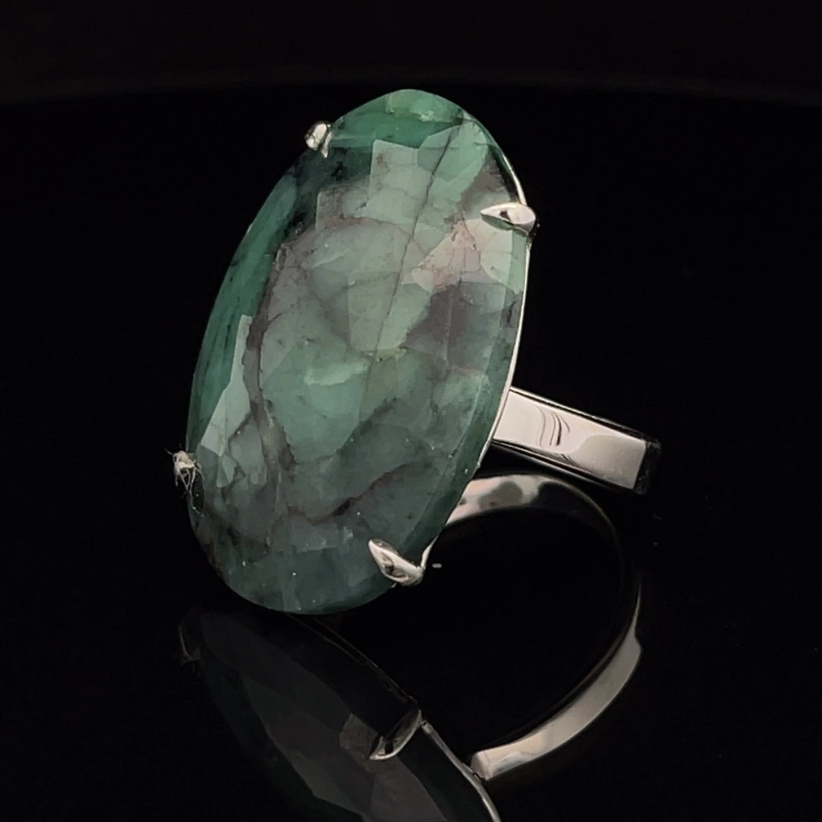 Sterling Silver Emerald Ring Size 9