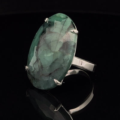 Sterling Silver Emerald Ring Size 9