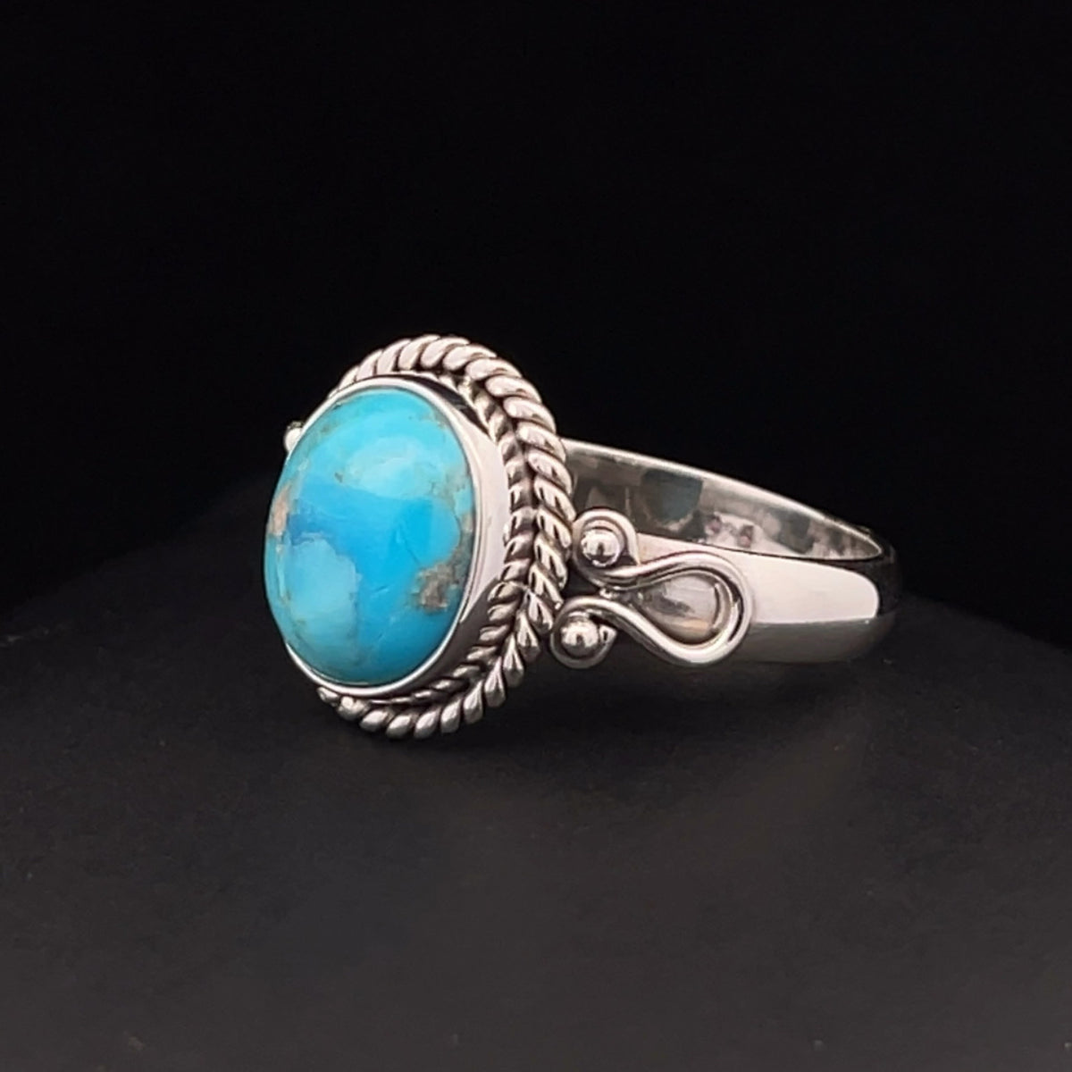 Sterling Silver Kingman Turquoise Ring Size 8