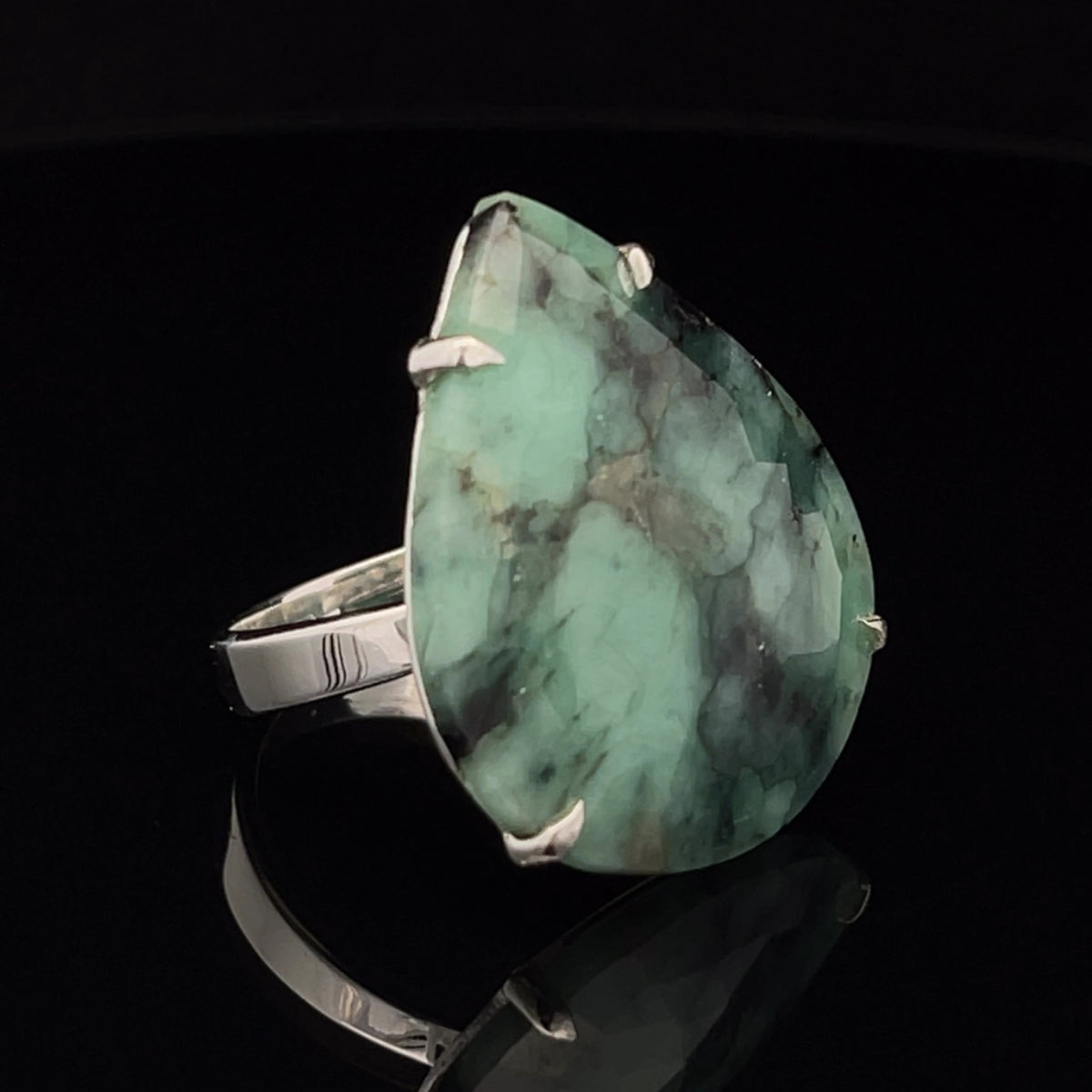 Sterling Silver Emerald Ring Size 10
