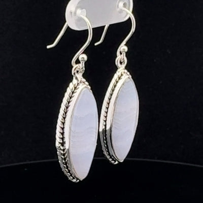 Sterling Silver Blue Lace Agate Earrings