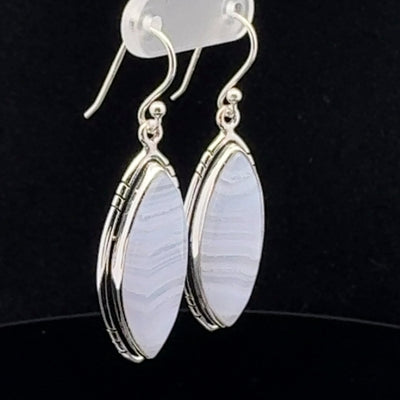 Sterling Silver Blue Lace Agate Earrings