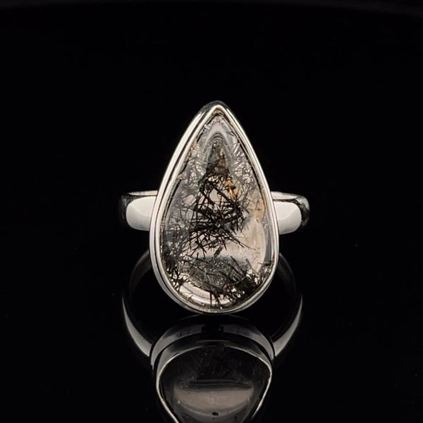 Sterling Silver Tourmalated Quartz Ring Size 7