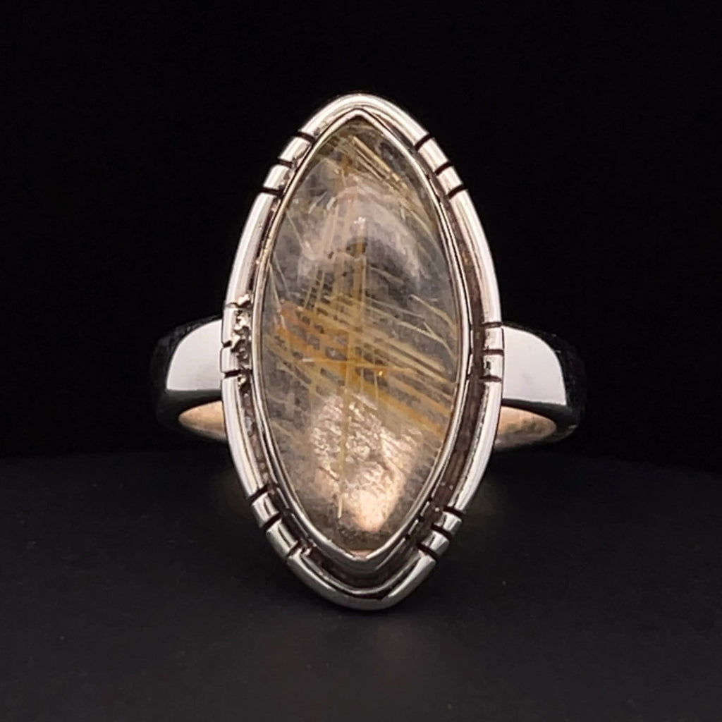 Sterling Silver Rutilated Quartz Ring SIze 5