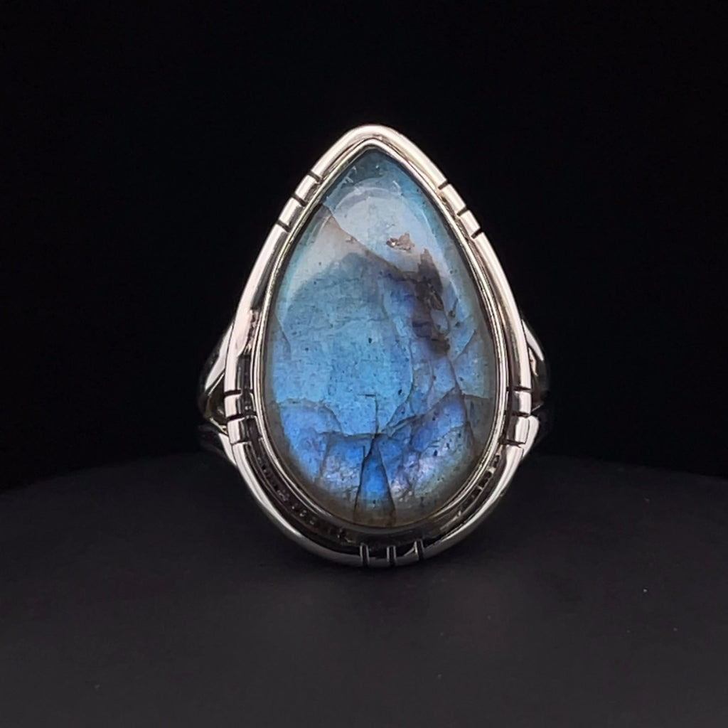 Sterling Silver Labradorite Ring Size 8