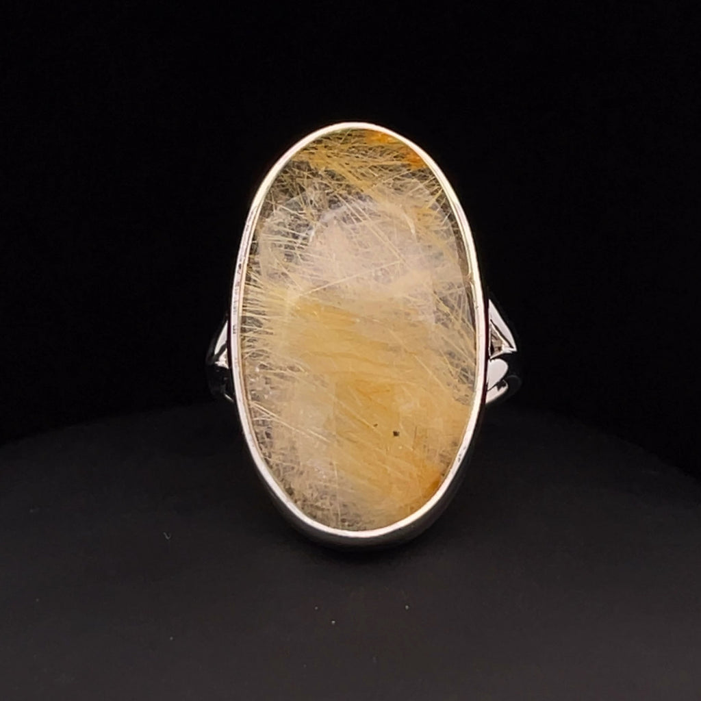 Sterling Silver Rutilated Quartz Ring Size 10