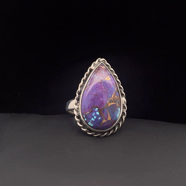 Sterling Silver Copper Purple Turquoise Ring Size 8