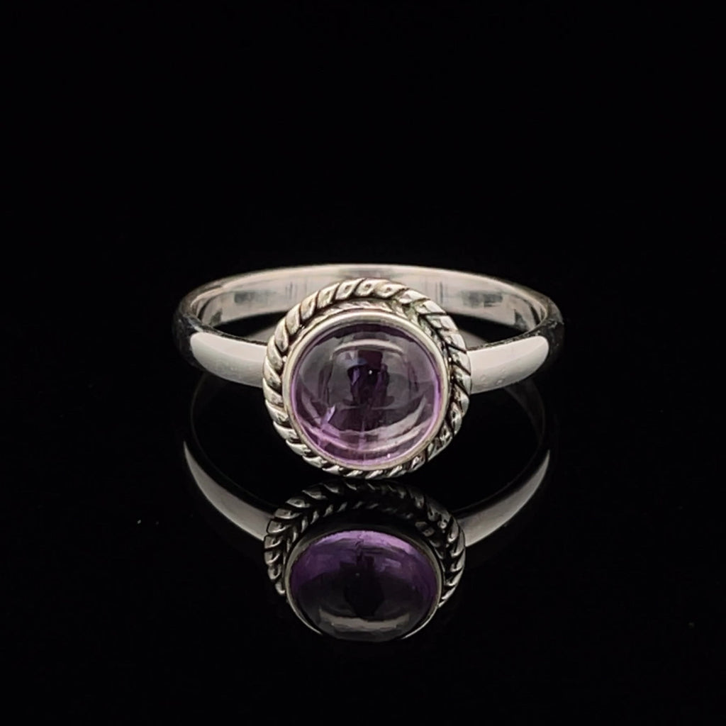 Sterling Silver Amethyst Ring Size 11