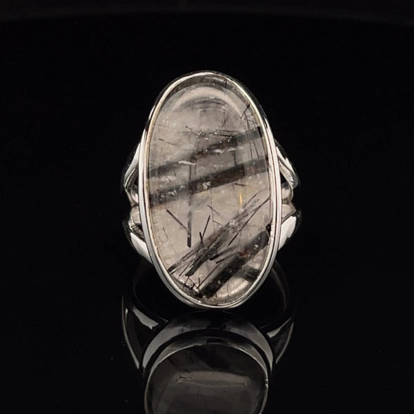 Sterling Silver Tourmalated Quartz Ring Size 6