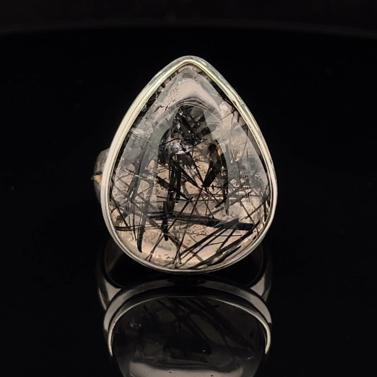 Sterling Silver Tourmalated Quartz Ring Size 9