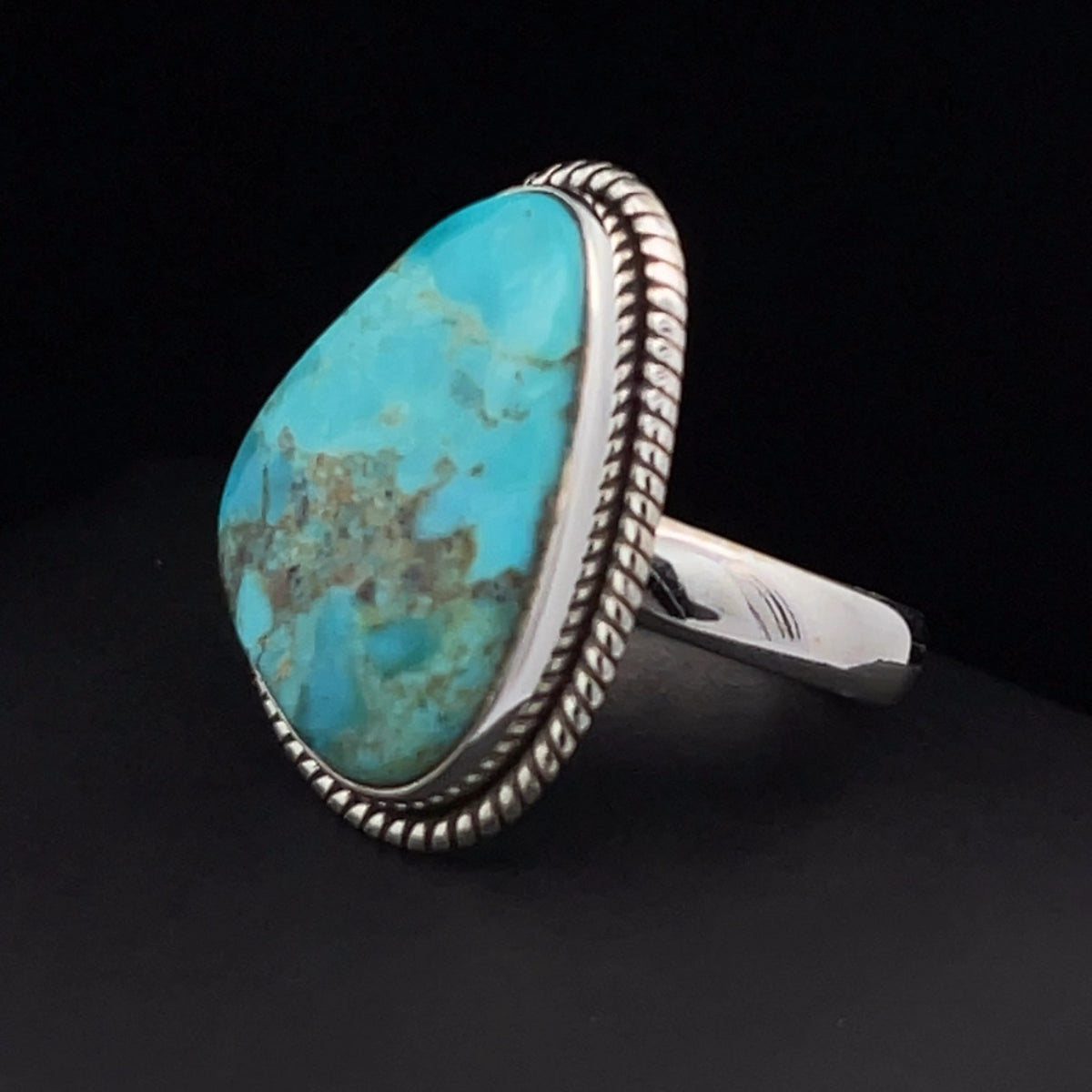 Sterling Silver Kingman Turquoise Ring Size 8