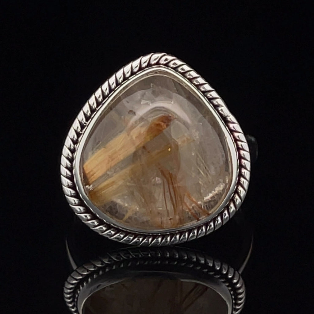 Sterling Silver Rutilated Quartz Ring Size 8