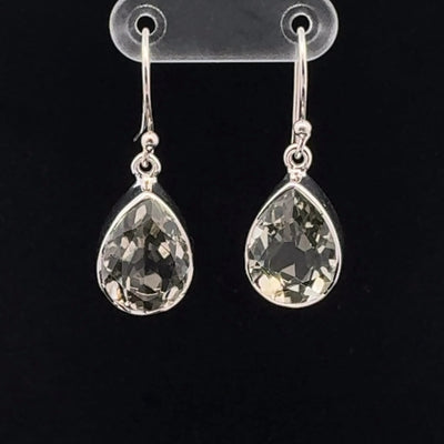 Sterling Silver Faceted Green Amethyst Earrings