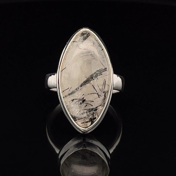 Sterling Silver Tourmalated Quartz Ring Size 7