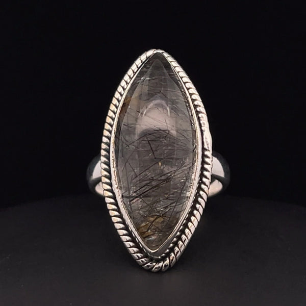 Sterling Silver Tourmalated Quartz Ring Size 7