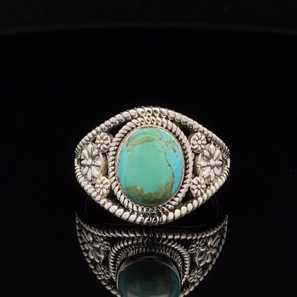 Sterling Silver Kingman Turquoise Ring Size 10