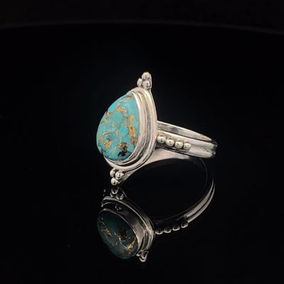 Sterling Silver Turquoise with Copper Inclusions Ring Size 7