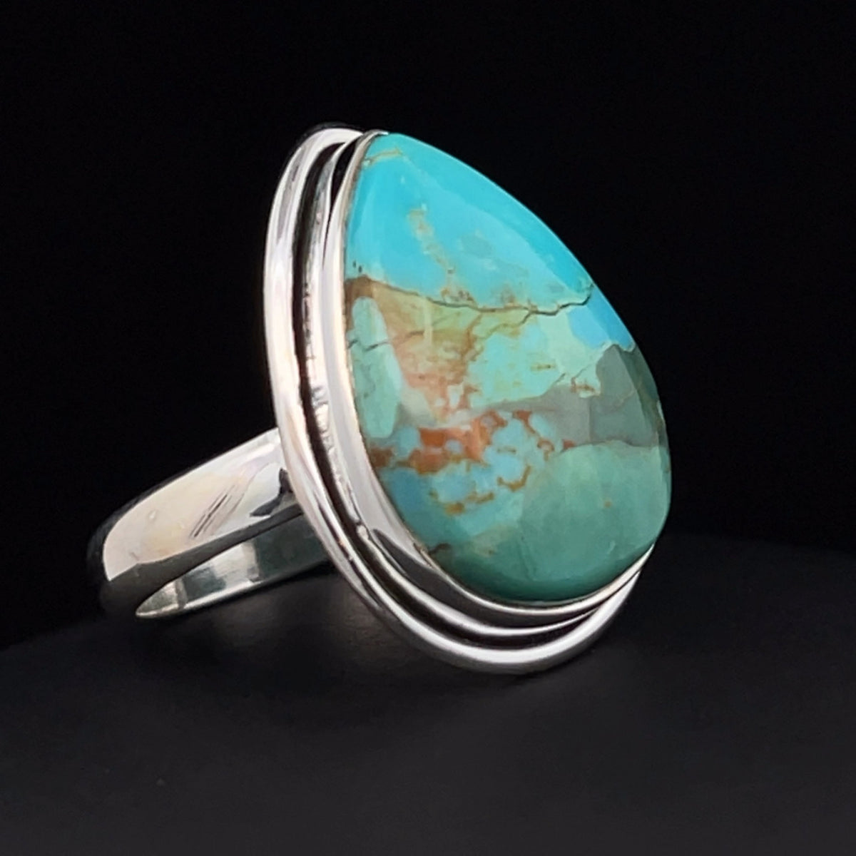 Sterling Silver Kingman Turquoise Ring Size 7