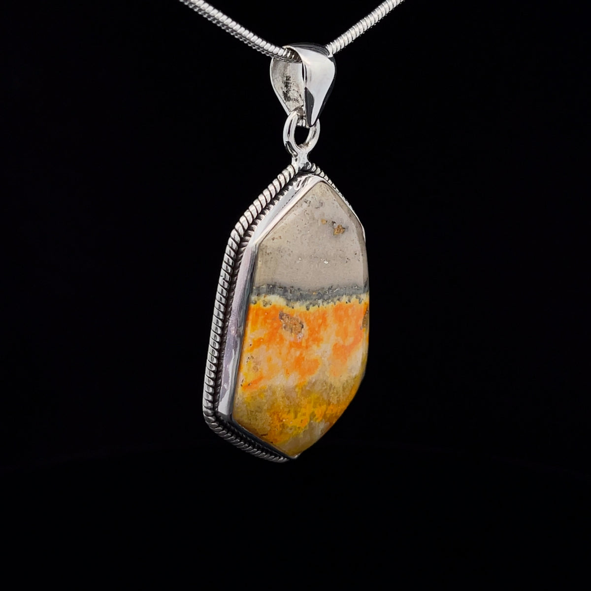 Sterling Silver Bumble Bee Jasper Pendant