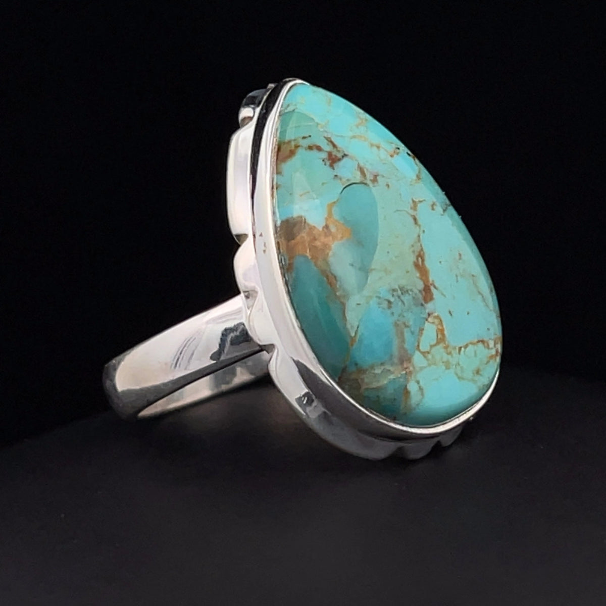 Sterling Silver Kingman Turquoise Ring Size 7
