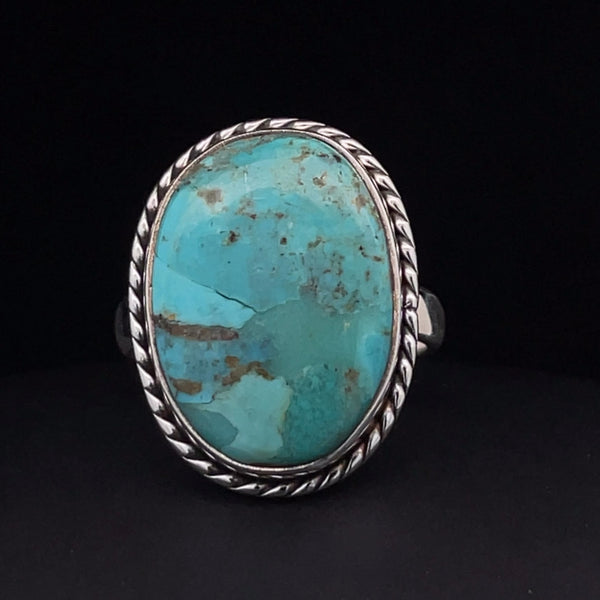 Sterling Silver Kingman Turquoise Ring Size 9.5