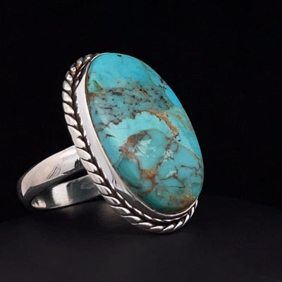 Sterling Silver Kingman Turquoise Ring Size 8