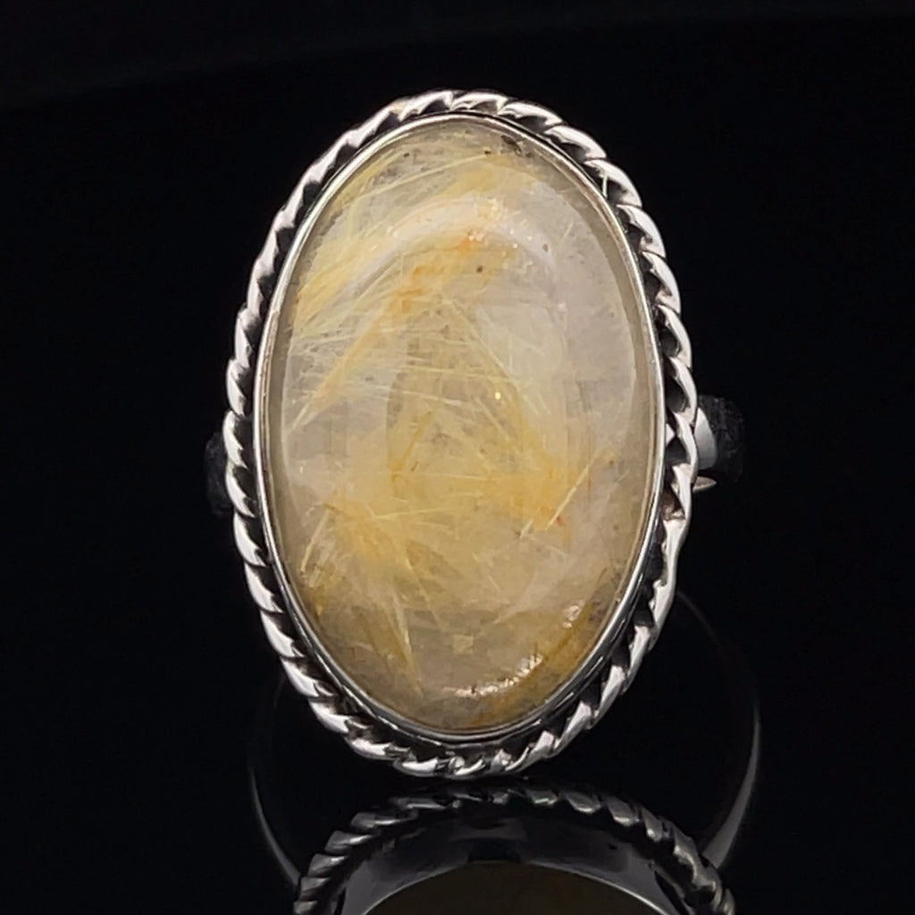 Sterling Silver Rutilated Quartz Ring Size 11