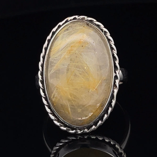 Sterling Silver Rutilated Quartz Ring Size 11