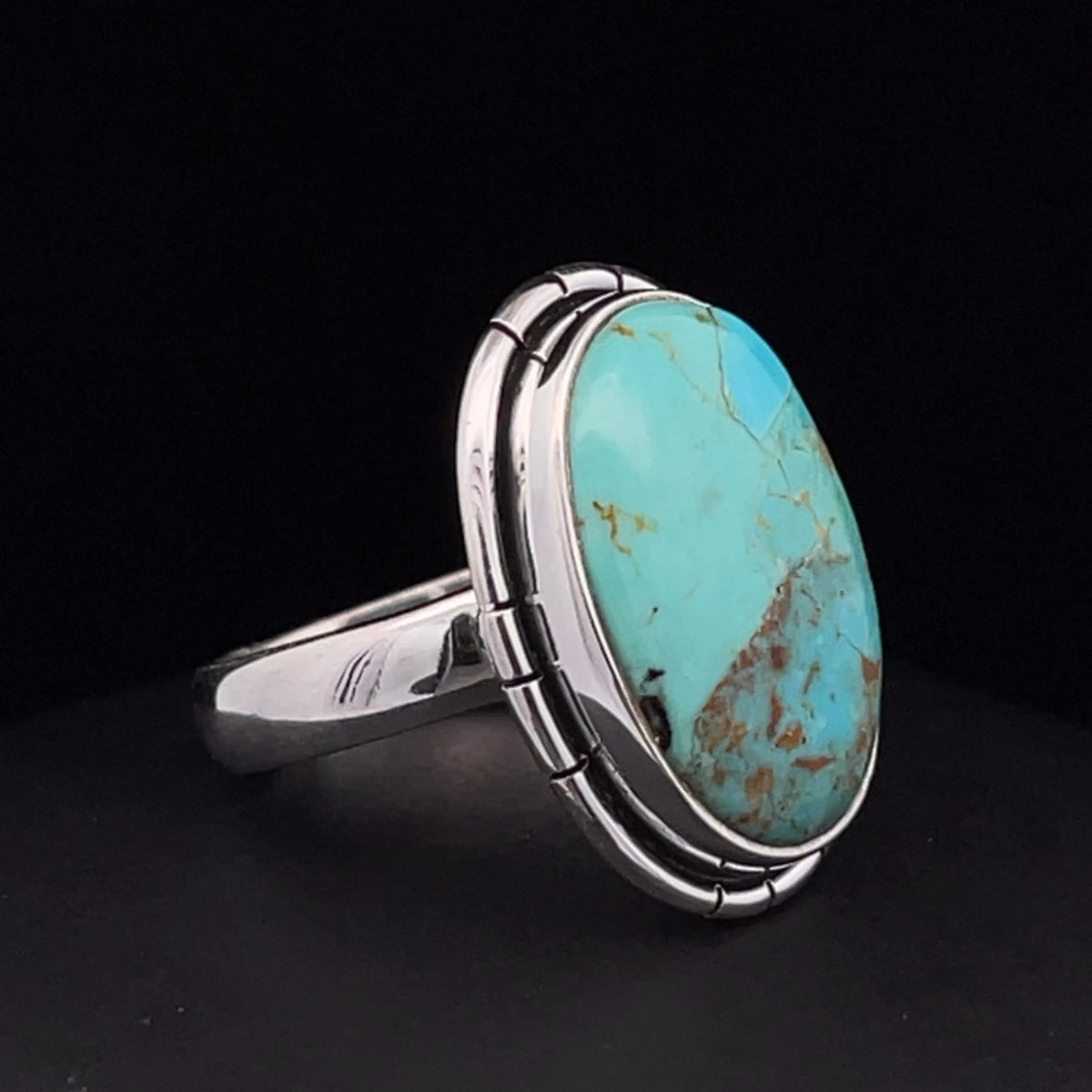 Sterling Silver Kingman Turquoise Ring Size 5.5