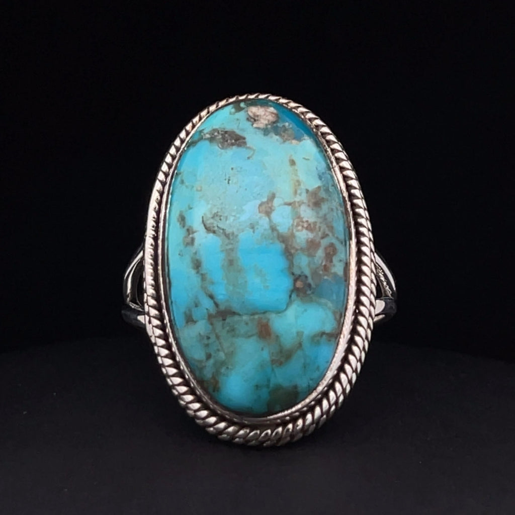 Sterling Silver Kingman Turquoise Ring Size 9